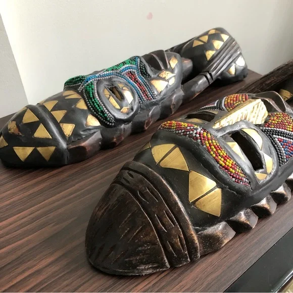 (2) Beautifully Adorned Vintage West African Fulani Peul Fulbe Tribe Sculptures